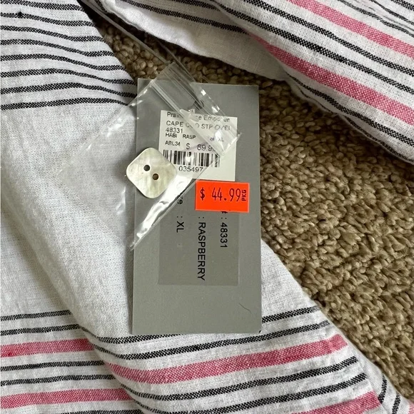 Habitat White and Pink Striped Button Down Shirt - Picture 4 of 4